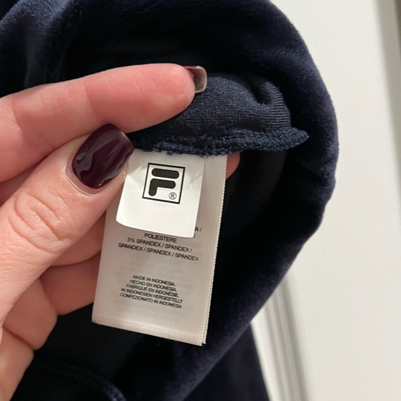 Fila Velour cropped hoodie Navy Small super soft! - Picture 7 of 8